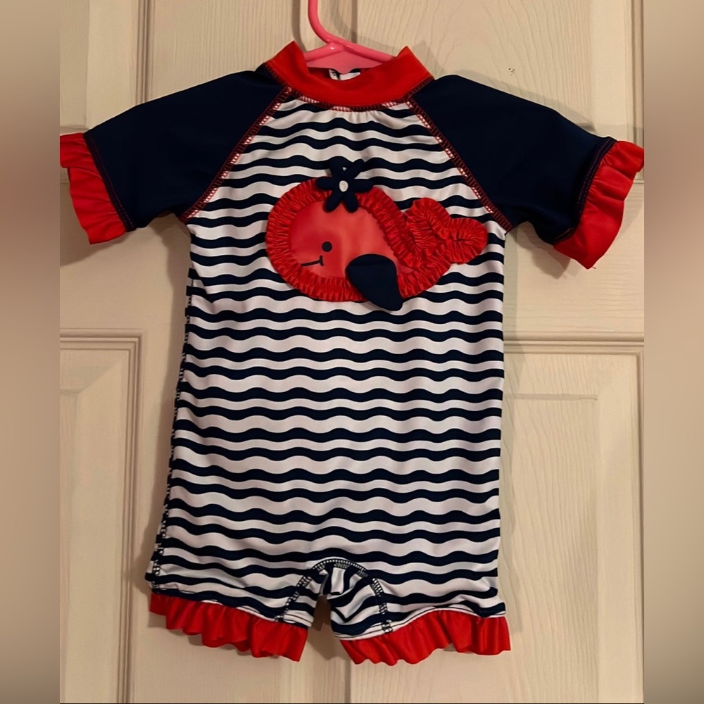 Wippette, Baby 0-6 months bathing suit, swimsuit,
Red, white, blue, Ruffles